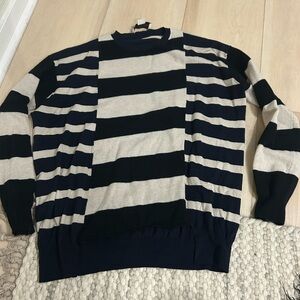 Stella McCartney Black and Cream Striped Crewneck Sweater size m/l